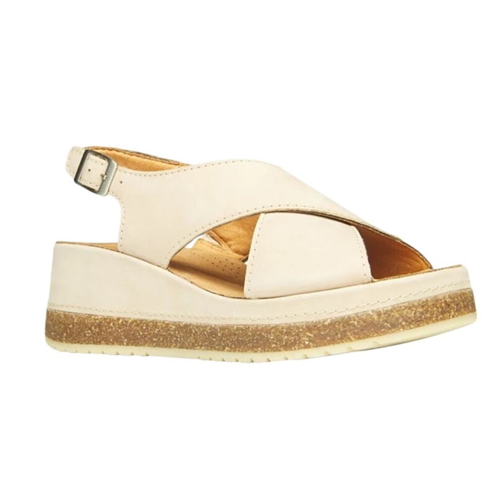 Clarks Womens Kassanda Step Sandals US 10 M EU 41.5 Cream Sand Nubuck GUC